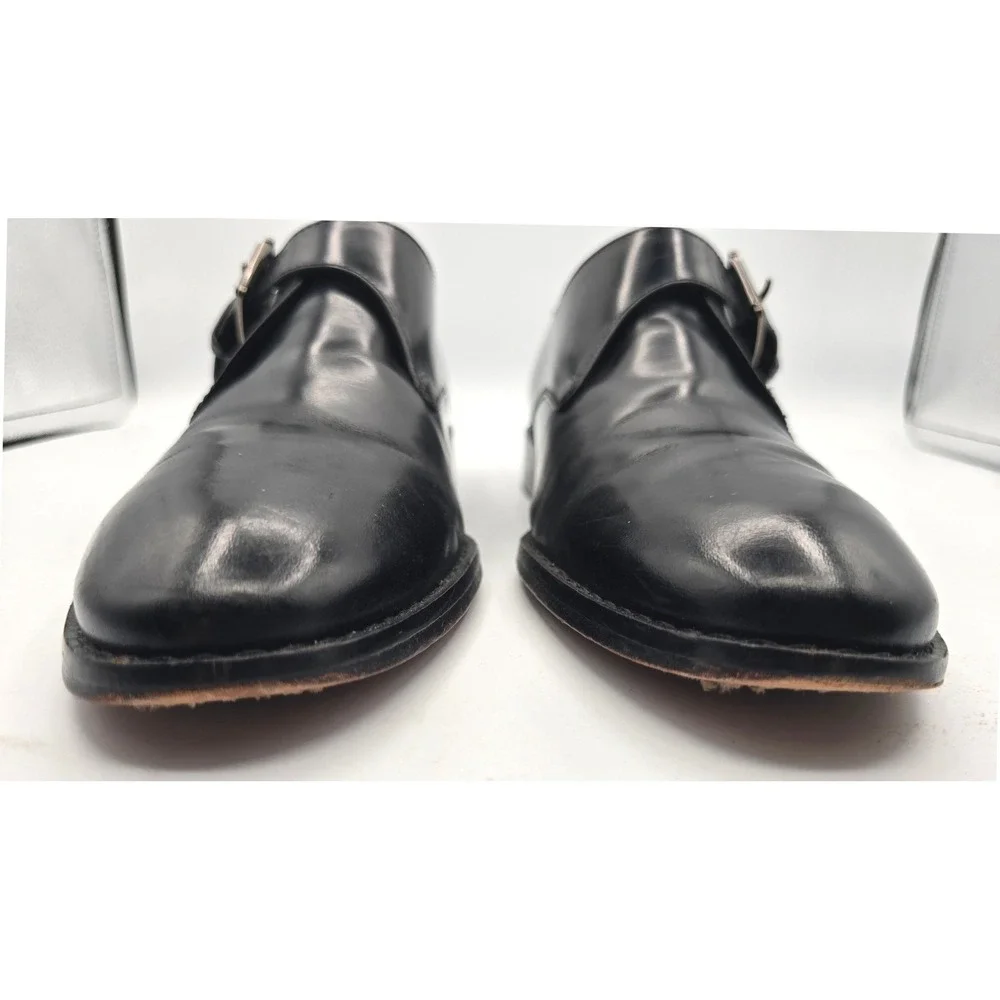 Cole Haan Mens Black Leather Monk Strap Dress Shoes C08071 Size 7.5 M